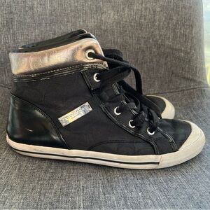 Coach Freesia Black and Silver High-Top Sneakers 7.5B